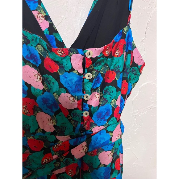 ViX Paula Hermanny Floral Silk Blend Wrap Romper Blue Pink Large L-G - Picture 7 of 9